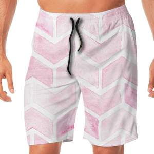Pantalones Cortos Deportivos para Hombre, Color Rosa, Estampado Geométrico, 100% Algodón, Cintura Elástica, Tejido de Punto, Secado Rápido, Transpirables, Ecológicos - Product Image 5