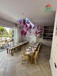 Juego de Mesa y Sillas de Ratán para Niños, Rectangular, Estilo Escandinavo, Apilable, Respaldo de Listones, Resistente y Portátil, para Fiestas Infantiles - Product Image 5