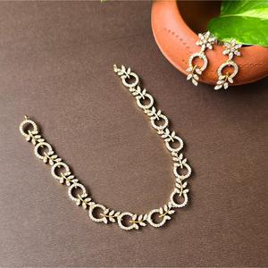 18K Gold Plated Pearl Designer Necklace and Earring Set for Wedding - Product Image 1