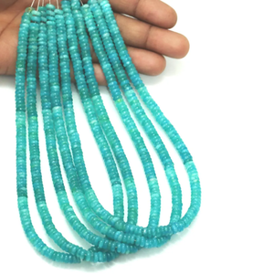 Cuentas Planas de Calcedonia Aqua Natural de 5-6 mm, Cuentas de Calcedonia Azul Cielo Lisas de 15 Pulgadas, Cuentas de Piedras Preciosas Heishi, Joyería al por Mayor - Product Image 1