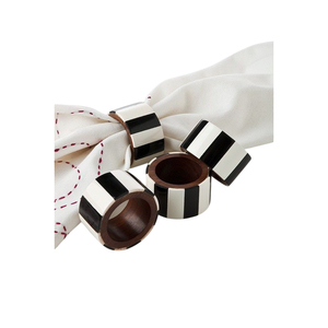 Anneaux de serviette de table en bois massif couleur marron, écologiques, pour la décoration de la table à manger à la maison et à l'hôtel, élégants porte-serviettes ronds - Product Image 2