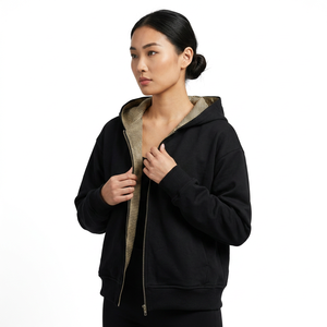 Sudadera con Capucha Negra para Hombre, Corte Regular, Forro de Algodón Tejido, Ropa Casual de Otoño - Product Image 3