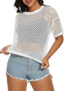 เสื้อยืดตาข่ายซีทรูสีขาว บริการ OEM สำหรับขาย ผลิตตามสั่ง ทรงหลวม ไซส์ใหญ่ คอกลม เสื้อยืดผู้หญิงเนื้อผ้าบาง - Product Image 4