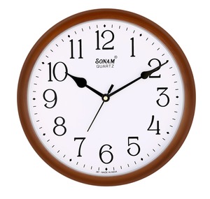 นาฬิกาแขวนผนังทรงกลมขนาด 11 นิ้ว แบบอนาล็อก ยี่ห้อ Sonam ควอตซ์  ตกแต่งด้วยไม้สัก  วัสดุพลาสติก สำหรับตกแต่งบ้านและสำนักงาน นาฬิกาคุณภาพสูง - Product Image 2