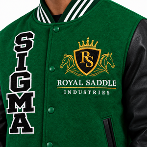 Chaqueta Universitaria Personalizada con Bordado, Cierre de Broches, Cuello Acanalado y Diseño Urbano Premium - Product Image 4