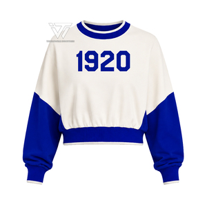 Vêtements de la sororité grecque Zeta Phi Beta en gros – Sweat-shirt court brodé pour femme, colorblock 1920 - Product Image 1