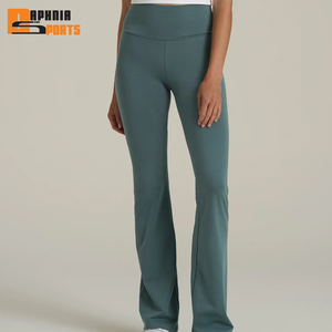 Best Quality Fashion Style Women's Mid Waist Polyester / Cotton <b>Leggings</b> Sportswear High Workout Breathable Women Flared <b>Legging</b> - Product Image 4