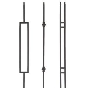 Parti scala 44 "nuovo Design decorazione interna nero grigio quadrato in ferro battuto balaustra solido metallo scala moderna mandrini - Product Image 1