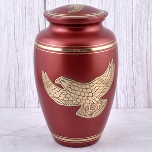 Urne funéraire pour adultes en laiton argenté et doré avec motif d'aigle et de drapeau américain pour cendres humaines, finition mate - Product Image 5