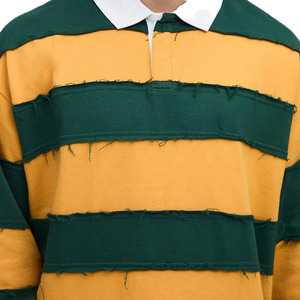 Oversized Horizontal Stripe Long Sleeve <b>Pullover</b> <b>Men</b> Heavyweight 120 GSM Cotton Breathable Streetwear Custom Apparel Supplier - Product Image 5