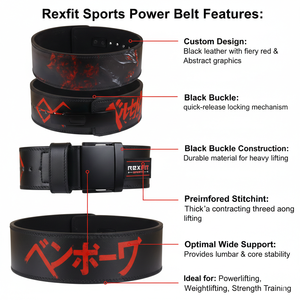 เข็มขัดยกน้ำหนัก Rexfit Sport ปรับได้ ทำจากหนัง สำหรับผู้ชายและผู้หญิง เหมาะสำหรับยกน้ำหนัก พาวเวอร์ลิฟติ้ง และเดดลิฟท์ ช่วยพยุงหลัง - Product Image 5