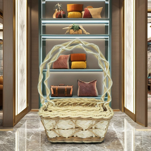 Eco-friendly Square Rattan & Bamboo Woven <b>Basket</b> Multi-purpose Decor for Flowers Fruits <b>Eggs</b> and Accessories - Product Image 5