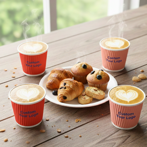 Vasos de papel desechables de doble pared para café con logotipo personalizado de la empresa para cafeterías y tiendas de latte - Product Image 5