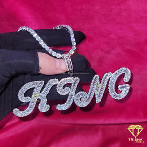 Luxury " KJNG " Name Necklace Custom Bubble Letter Pendant Cuban <b>Chain</b> <b>Rapper</b> Jewelry Statement Piece - Product Image 1