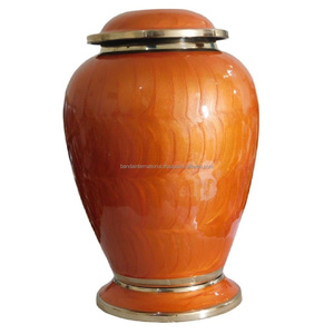 Urnas de cremación para adultos de latón con diseño de árboles hermosos y de alta calidad con urnas funerarias de Metal con acabado de esmalte verde - Product Image 2