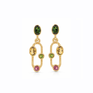 Pendientes de Plata de Ley 925 con Turmalina Multicolor en Forma Ovalada, Chapados en Oro Rosa, Diseño Moderno y Lujoso de Ishime Jewels - Product Image 3