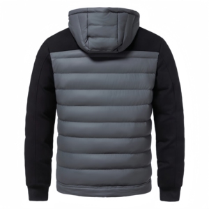 <b>Men</b>’s Black Hooded Puffer Jacket Quilted Winter Jacket Hybrid Softshell Coat Zip Up <b>Thermal</b> Outdoor Casual Outerwear - Product Image 4