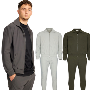 Men's Gray Zip-<b>Up</b> Bomber Jacket Full Sleeve Solid Color Casual Hooded Breathable Polyester Plus Size Printed Winter Wear - Product Image 1