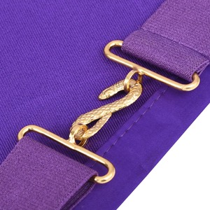 Tablier de Cérémonie de Loge Franc-Maçonnique Premium, Modèle Ancien Conseil Maître Illustre, Bordures à Tresses Dorées, Violet, Régalia Maçonnique - Product Image 2