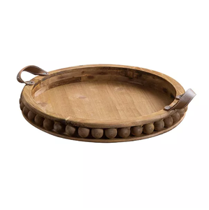Plateau de service en bois avec poignée en métal, produits en bois faits à la main en Inde, plateaux de service pour aliments, plateau de service décoratif en bois moderne - Product Image 2