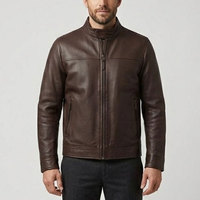 Veste en cuir véritable pour homme de qualité supérieure, vêtement d'extérieur décontracté moderne, fermeture éclair intégrale, col montant, poches zippées, design élégant pour tous les jours