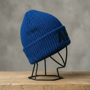Bonnet en tricot bleu personnalisé avec broderie de logo, ajustement extensible, pour l'hiver, décontracté, pour l'extérieur - Product Image 6