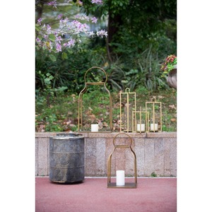 Juego de 2 Faroles de Hierro con Acabado Dorado Antiguo, Ideales para Decoración de Cocina, Spa y Baño, de la India - Product Image 6