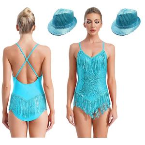 Costume de danse latine pour femmes justaucorps avec chapeau pour cha-cha <span class=keywords><strong>tango</strong></span> thème soirée <span class=keywords><strong>club</strong></span> scène performance compétition - Product Image 4
