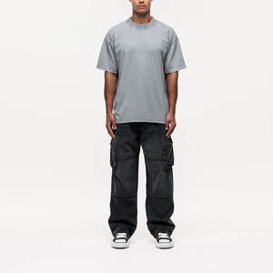 Camiseta de Hombre Nueva, Estilo Casual y Urbano, Lavado Ácido, Color Sólido, Secado Rápido, Tela de Algodón Transpirable - Product Image 3