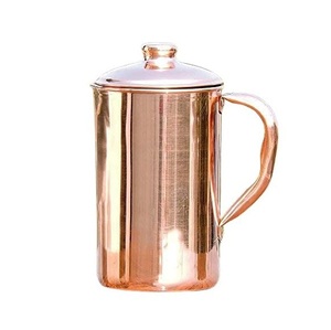 Handmade Copper Water <b>Jug</b> with Hammered Design and Brass Handle Lid Party Use Vintage Style Heat Resistant - Product Image 2