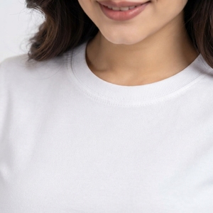 Camisetas de Verano para Mujer, Personalizadas con Logotipo Bordado, de Algodón y Poliéster, Blancas, Cuello Redondo, Manga Corta, Casuales - Product Image 5