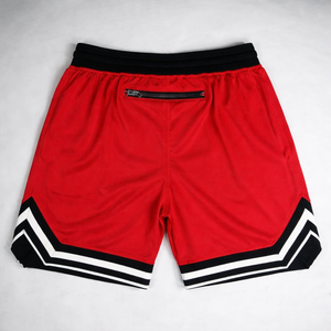 Pantalones Cortos Deportivos Rojos para Hombre con Bolsillo de Malla y Cremallera, Dobladillo en Contraste, Cordón Ajustable, Ropa de Entrenamiento de Alto Rendimiento, Pedido Personalizado OEM - Product Image 3