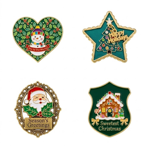 Badges en émail personnalisés en métal pour fabricants, motifs mignons de Noël (elfe, ours, télescope), cartes de visite en métal en gros - Product Image 1