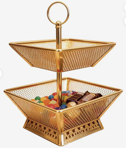 OEM/ODM Factory Direct Square Metal Fruit Basket Desktop <b>Vegetable</b> <b>Storage</b> Rack Multifunctional Snack Organizer Basket - Product Image 1