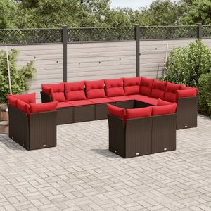 Juego de Sofás de Patio de 12 Piezas en Poliratán Marrón con Cojines, Elegante Colección de Muebles para Exteriores - Product Image 1