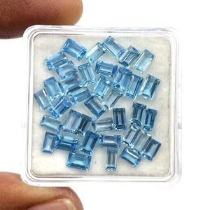 Topacio Azul Suizo Natural, Corte Baguette, 3mm 5mm, Facetado, Piedra Preciosa Suelta al por Mayor, para Fabricación de Joyas, Suministro de la India - Product Image 3