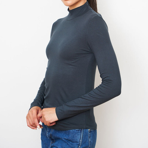 Custom Made Women's <b>Mock</b> <b>Neck</b> Long Sleeve <b>Tops</b> Shirts Fashion Clothes Casual Slim Fitted Long Sleeve <b>Mock</b> <b>Neck</b> Shirt Ladies - Product Image 2