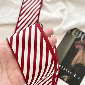 2026 New Luxury Brand <b>Scarf</b> Red Stripe Printing Women <b>Scarf</b> Bag Hair Skinny <b>Silk</b> <b>Scarves</b> Lady Foulard Neckerchief Headband - Product Image 5