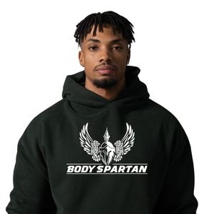 Sweat-shirt à capuche vert foncé pour homme, en molleton épais, à manches longues, décontracté, athlétique, streetwear, vêtements d'entraînement - Product Image 2