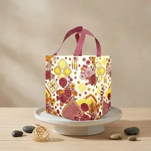 Custom Printed Floral Non Woven Tote <b>Bag</b> Reusable Eco-Friendly Shopping Gift <b>Packaging</b> <b>Bag</b> Wholesale Manufacturer. - Product Image 2