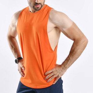 Camiseta sin mangas con aberturas laterales, color personalizado, dobladillo curvo, ropa de verano, ajuste muscular, sin costuras, estilo vintage, streetwear, secado rápido - Product Image 4