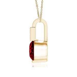 Pendentif solitaire en rubis rouge naturel de 5 mm, taille ronde, 0,45 ct, certifié IGI, en or 14 carats, avec balette en diamant, bijoux fins faits à la main classiques - Product Image 3