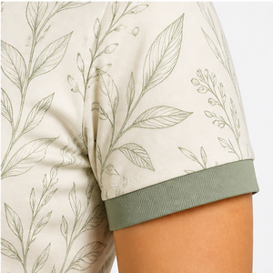 Polo Personalizado para Mujer con Hojas Botánicas en Color Marfil, de Secado Rápido, Transpirable, Manga Corta, Uniforme para Golf y Resort, WPS-0789 - Product Image 6