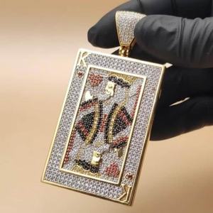 Colgante Diamond Ace Ff King of Poker, Colgante de Plata de Ley 925 con Moissanita VVS, Estilo Hip Hop, Colgante con Diamantes de Colores - Product Image 3