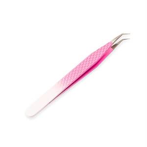 Ensemble de pinces à cils en acier inoxydable de précision, manche rose dégradé, pointe lisse pour extension de cils - Product Image 2