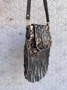 Nuevo Bolso de Mano Metálico con Flecos de Piel y Pelo, Bolso Bandolera de Piel con Flecos, Bolsos de Piel con Pelo para Fiesta, Bolso de Mano para Mujer - Product Image 2