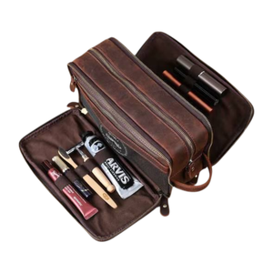Vintage Genuine Leather for Bag Medium Size Zipper Closure Soft Handle Durable Cosmetic <b>Case</b> Letter Portable Foldable - Product Image 2