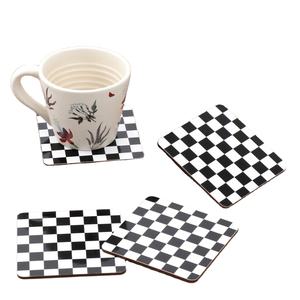 Posavasos de corcho al por mayor, posavasos de madera sobre estampado para servir té, Juego de 4 piezas, accesorios de cocina, posavasos de resina - Product Image 1