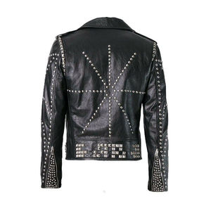 Chaqueta Punk de Cuero 100% Ecológico de la Mejor Calidad, Resistente al Viento, con Tachuelas y Púas, Estilo Gótico Rocker Unisex, Diseño Sólido - Product Image 4