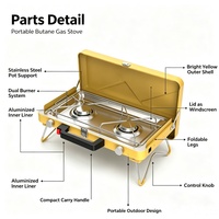 Réchaud de camping à double brûleur, réchaud à gaz portable, barbecue à gaz pour les voyages et la maison